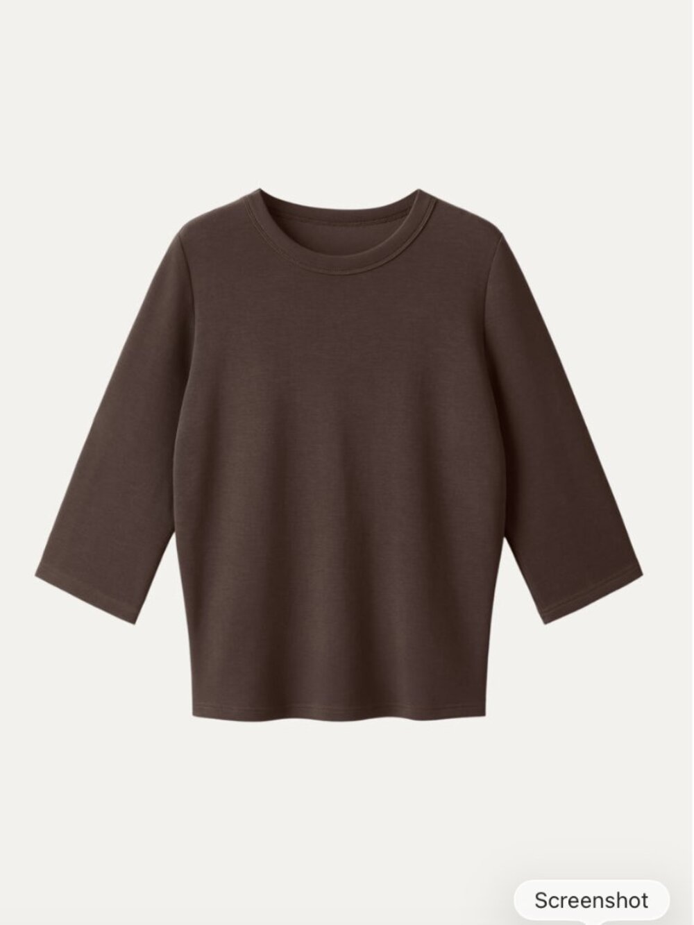 OGL Brown Sandwashed Spacer Crewneck 3/4 Sleeve Top